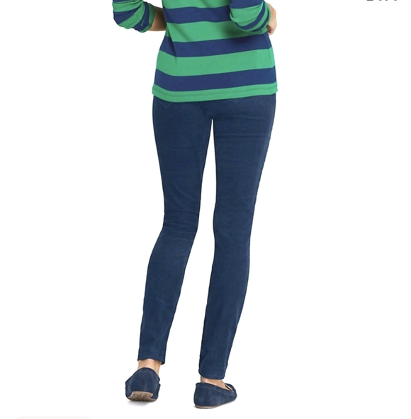 Land's End High Rise Pull On Corduroy Skinny Pants Navy Blue S/T 6_8 NWOT - Picture 3 of 13